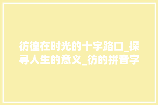 彷徨在时光的十字路口_探寻人生的意义_彷的拼音字组词