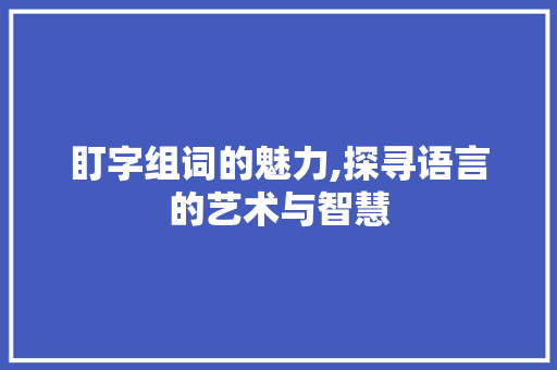 盯字组词的魅力,探寻语言的艺术与智慧 诗词应用