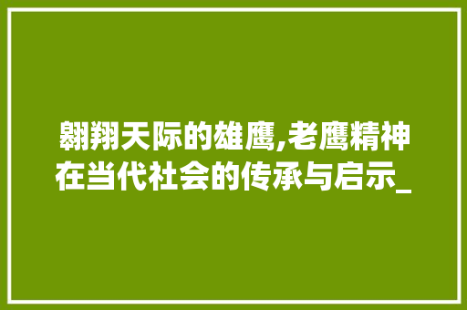 翱翔天际的雄鹰,老鹰精神在当代社会的传承与启示_老鹰的英字组词