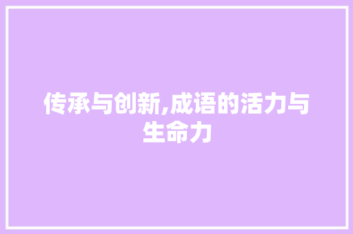 传承与创新,成语的活力与生命力