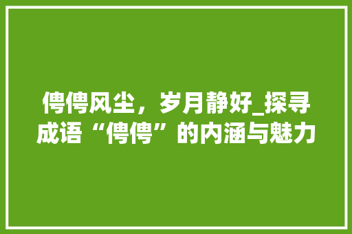 俜俜风尘，岁月静好_探寻成语“俜俜”的内涵与魅力 会议纪要
