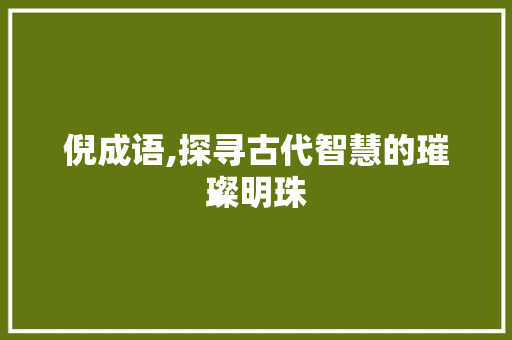 倪成语,探寻古代智慧的璀璨明珠