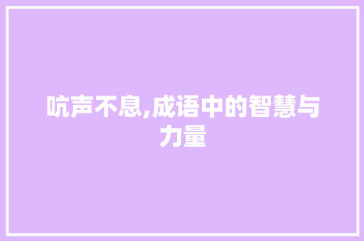 吭声不息,成语中的智慧与力量