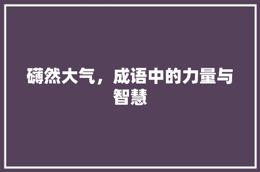 礴然大气，成语中的力量与智慧