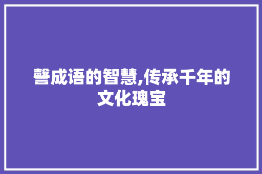 謦成语的智慧,传承千年的文化瑰宝 诗词鉴赏