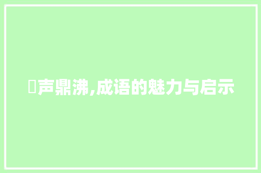 鼟声鼎沸,成语的魅力与启示 项目报告