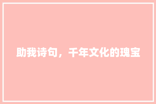 助我诗句，千年文化的瑰宝 应用文