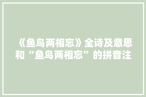 《鱼鸟两相忘》全诗及意思和“鱼鸟两相忘”的拼音注释 诗词鉴赏