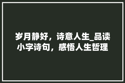 岁月静好，诗意人生_品读小字诗句，感悟人生哲理