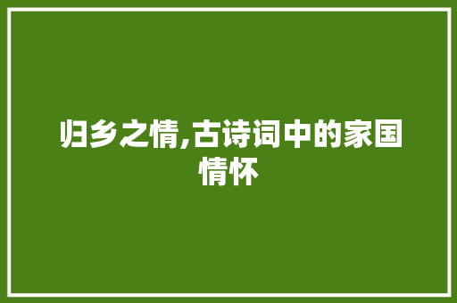 归乡之情,古诗词中的家国情怀