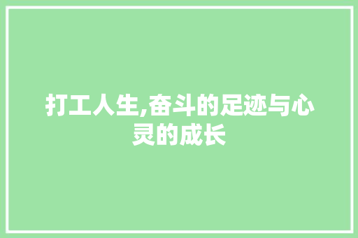 打工人生,奋斗的足迹与心灵的成长