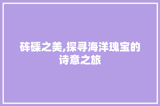 砗磲之美,探寻海洋瑰宝的诗意之旅