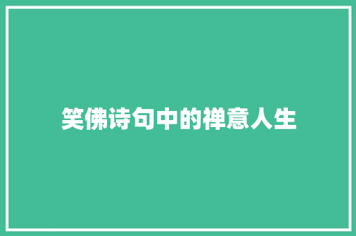 笑佛诗句中的禅意人生