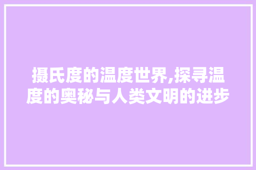 摄氏度的温度世界,探寻温度的奥秘与人类文明的进步 项目报告
