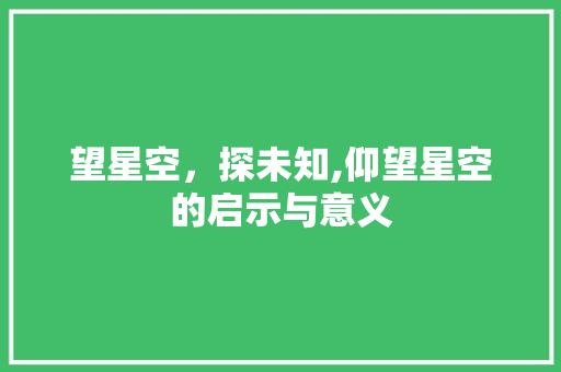望星空，探未知,仰望星空的启示与意义