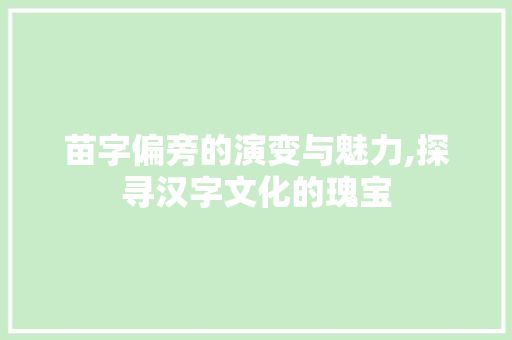 苗字偏旁的演变与魅力,探寻汉字文化的瑰宝