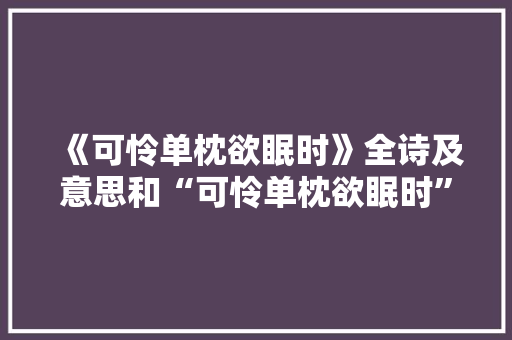 《可怜单枕欲眠时》全诗及意思和“可怜单枕欲眠时”的拼音注释