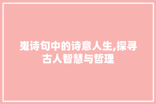 嵬诗句中的诗意人生,探寻古人智慧与哲理 应用文
