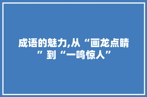 成语的魅力,从“画龙点睛”到“一鸣惊人”