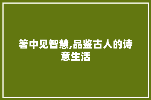 箸中见智慧,品鉴古人的诗意生活