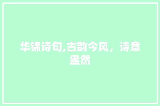 华锦诗句,古韵今风，诗意盎然