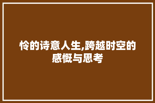 怜的诗意人生,跨越时空的感慨与思考