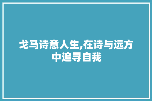 戈马诗意人生,在诗与远方中追寻自我 项目报告