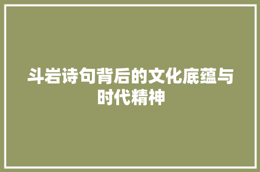 斗岩诗句背后的文化底蕴与时代精神 会议纪要