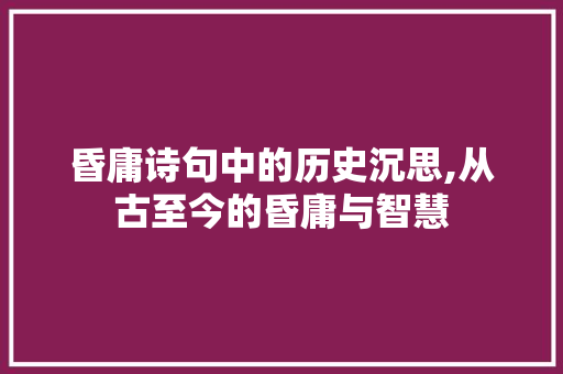 昏庸诗句中的历史沉思,从古至今的昏庸与智慧