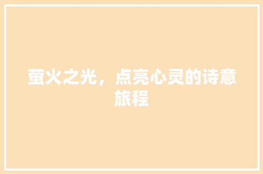 萤火之光，点亮心灵的诗意旅程