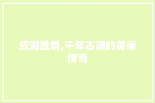 蛟湖胜景,千年古湖的美丽传奇
