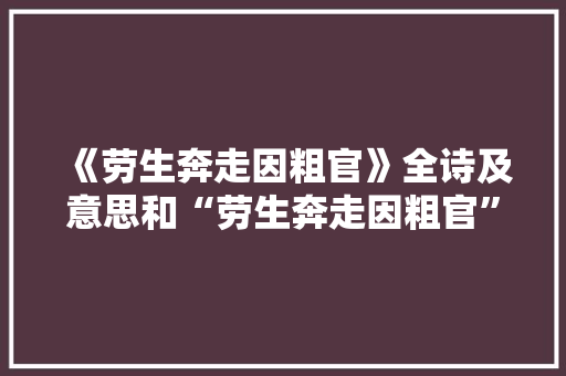 《劳生奔走因粗官》全诗及意思和“劳生奔走因粗官”的拼音注释 诗词鉴赏