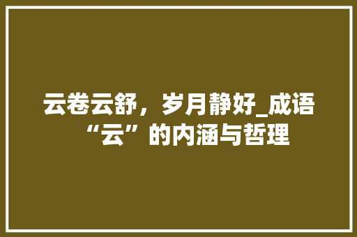 云卷云舒，岁月静好_成语“云”的内涵与哲理 项目报告