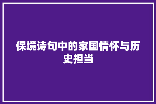 保境诗句中的家国情怀与历史担当