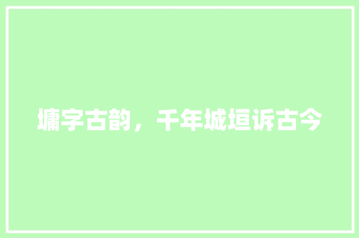 墉字古韵，千年城垣诉古今