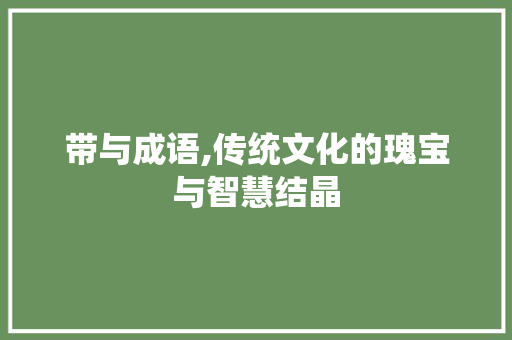 带与成语,传统文化的瑰宝与智慧结晶 项目报告