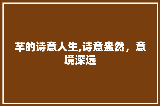 芊的诗意人生,诗意盎然，意境深远