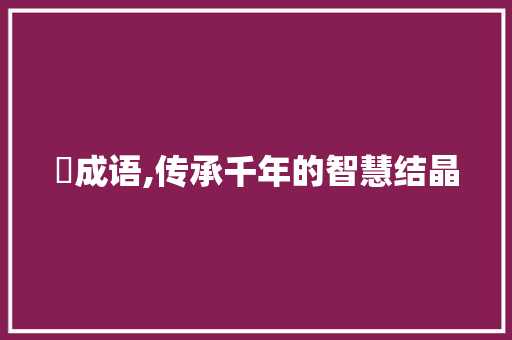 裻成语,传承千年的智慧结晶