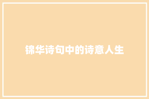 锦华诗句中的诗意人生 工作总结