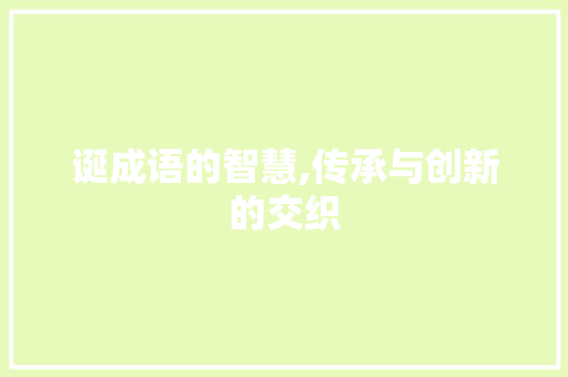 诞成语的智慧,传承与创新的交织