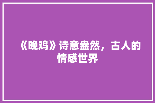 《晚鸡》诗意盎然，古人的情感世界 社交媒体