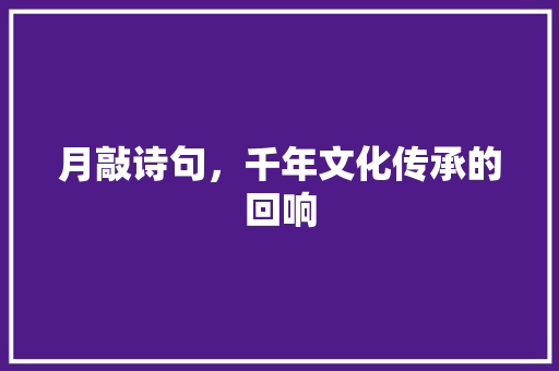 月敲诗句，千年文化传承的回响