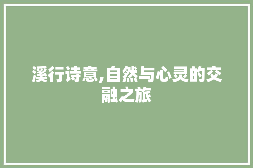 溪行诗意,自然与心灵的交融之旅 诗词体裁