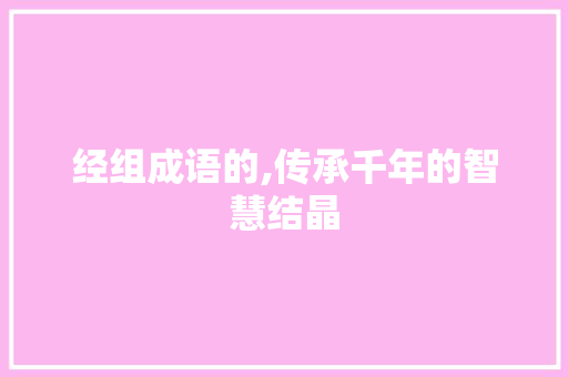 经组成语的,传承千年的智慧结晶