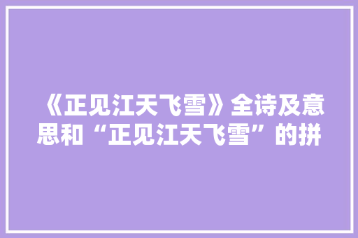 《正见江天飞雪》全诗及意思和“正见江天飞雪”的拼音注释
