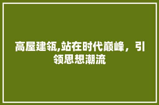 高屋建瓴,站在时代巅峰，引领思想潮流