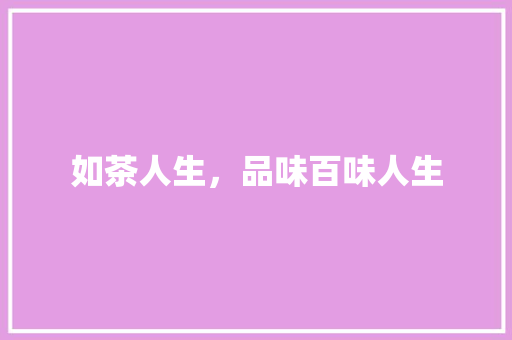 如茶人生，品味百味人生