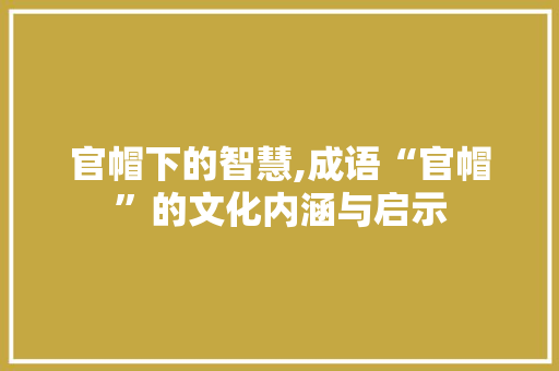 官帽下的智慧,成语“官帽”的文化内涵与启示