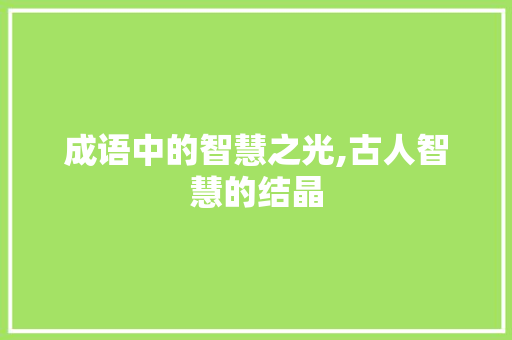 成语中的智慧之光,古人智慧的结晶 诗词体裁