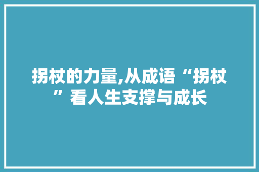 拐杖的力量,从成语“拐杖”看人生支撑与成长